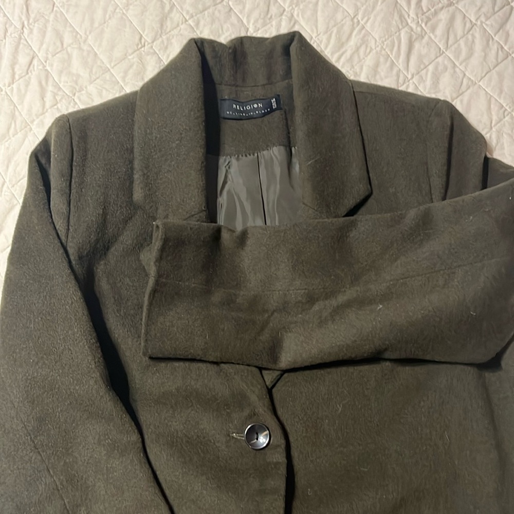 Size XS Religion green/grey wool pea coat.  Like new